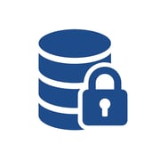 Blue database icon with a padlock, representing secure data or no data stored.