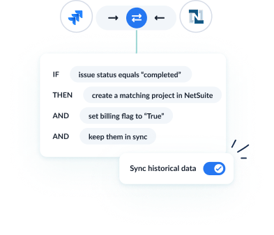 Example rules for a Jira NetSuite flow with Unito