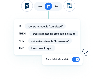 Example rules for a Smartsheet NetSuite flow with Unito
